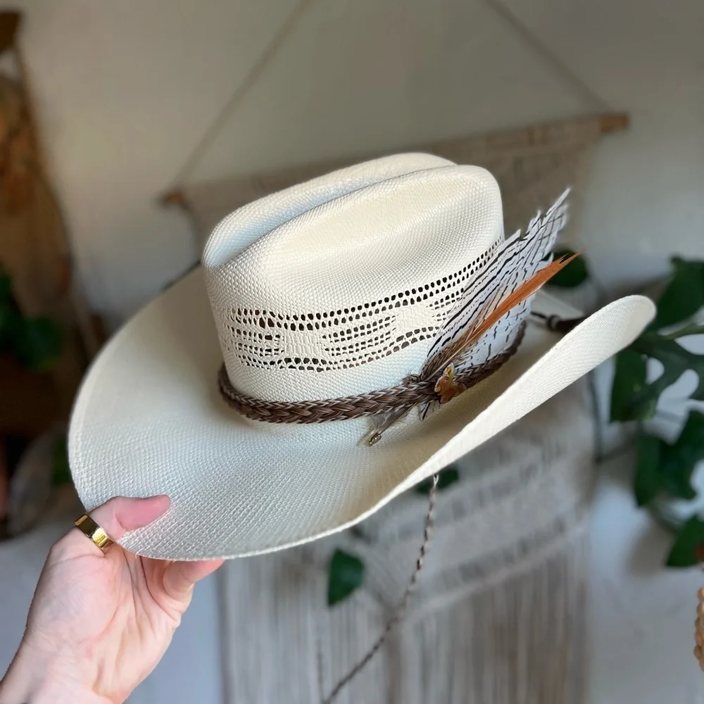 Maufrais Austin Resistol Straw Cowboy Hat Size 7 (22”) Cowgirl Western Boho